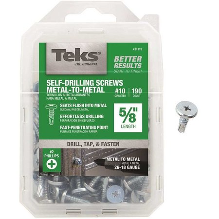 TEK #10 x 5/8 in. Phillips Pancake Head Self Drilling Screws, 190PK 21376